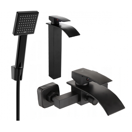 Mexen Aries R45 zestaw wannowy, czarny - 744813R45-70