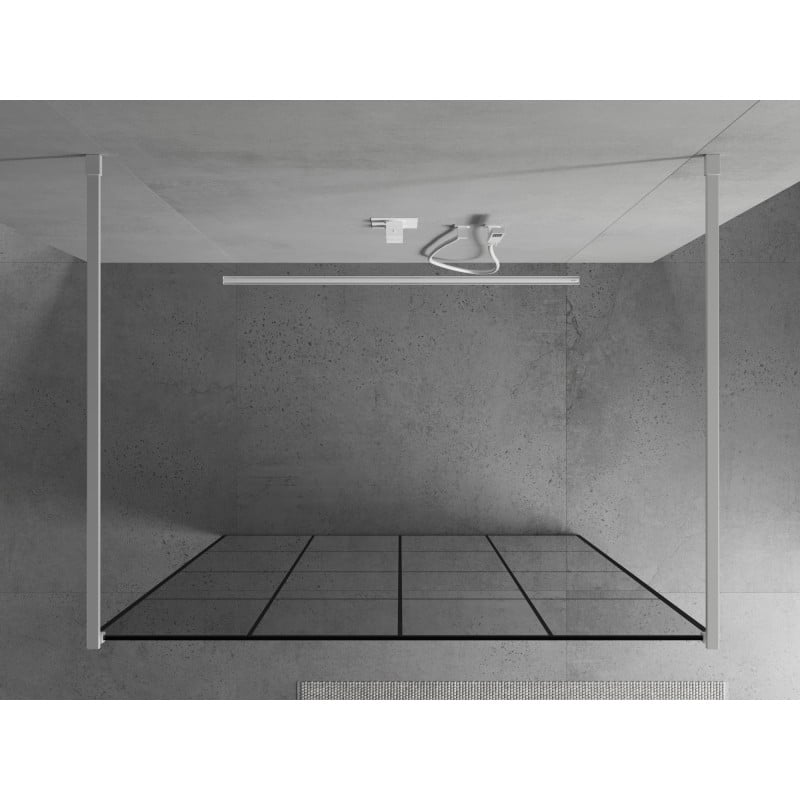 Mexen Kioto ścianka prysznicowa wolnostojąca 160 x 200 cm, czarna kratka 8 mm, biała - 800-160-002-20-77