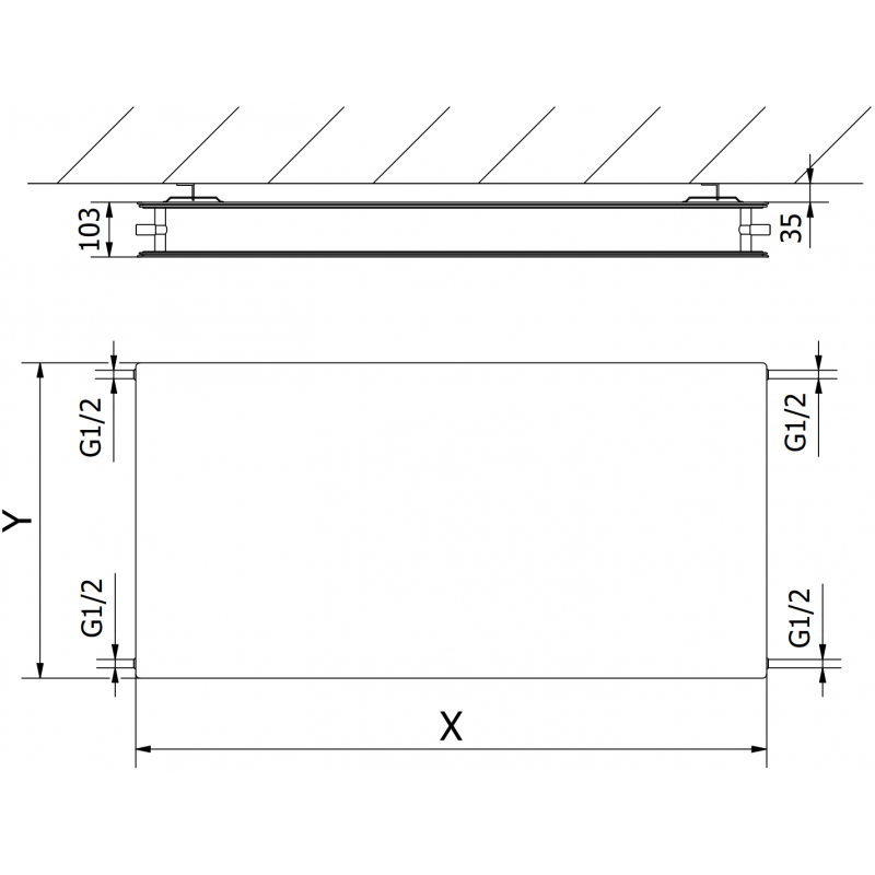 Mexen CHF20 Hygiene Flat grzejnik płytowy 500 x 500 mm, podłączenie boczne, 431 W, antracyt - W420HF-050-050-66