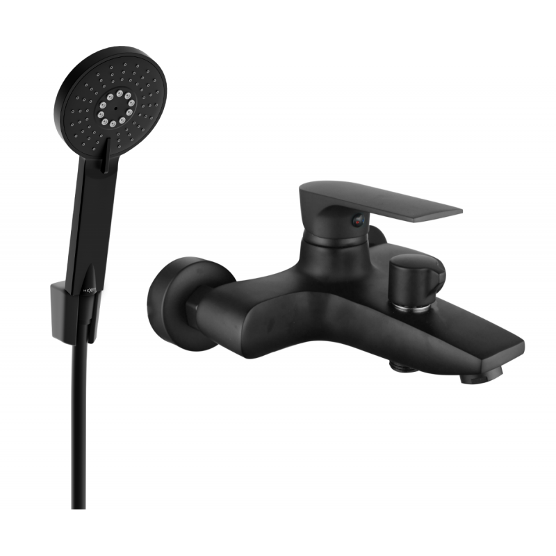 Mexen Axel R40 bateria wannowa z zestawem prysznicowym, czarna - 7383R40-70