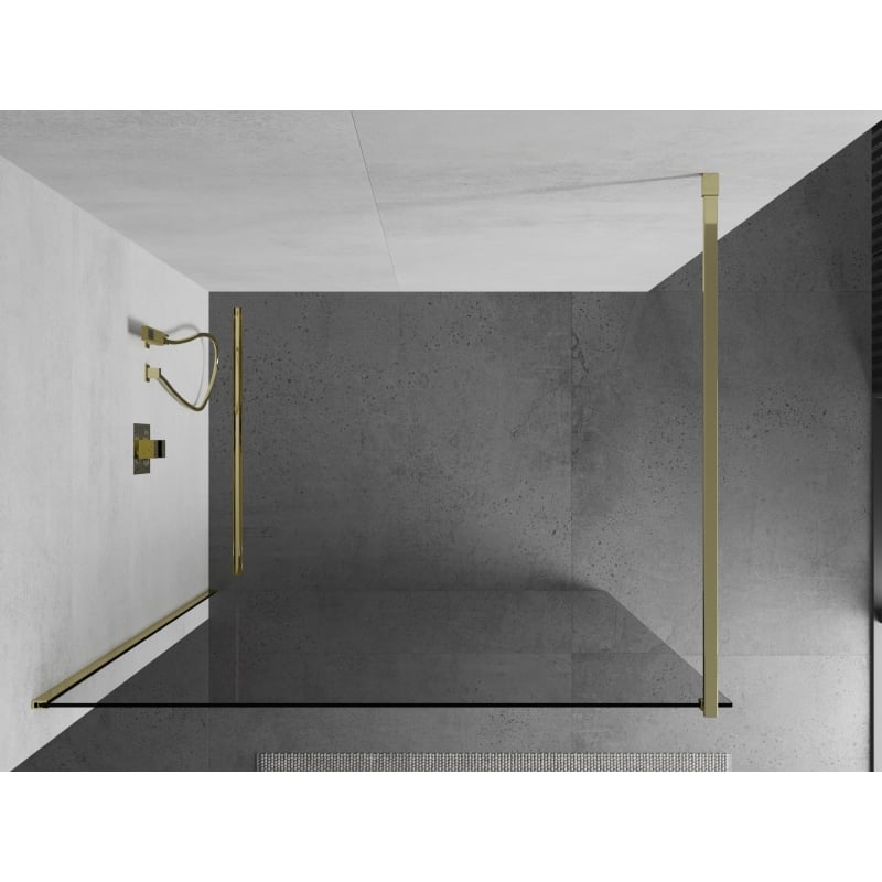Mexen Kioto ścianka prysznicowa Walk-in 115 x 200 cm, transparent 8 mm, złota - 800-115-101-50-00