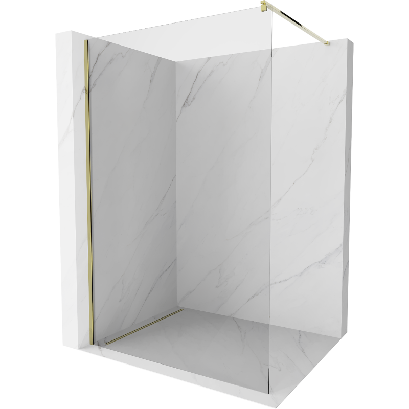 Mexen Kioto ścianka prysznicowa Walk-in 135 x 200 cm, transparent 8 mm, złota - 800-135-101-50-00