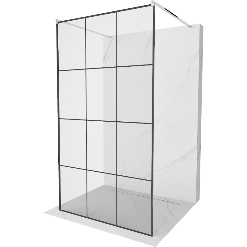 Mexen Kioto ścianka prysznicowa wolnostojąca 110 x 200 cm, czarna kratka 8 mm, chrom - 800-110-002-01-77