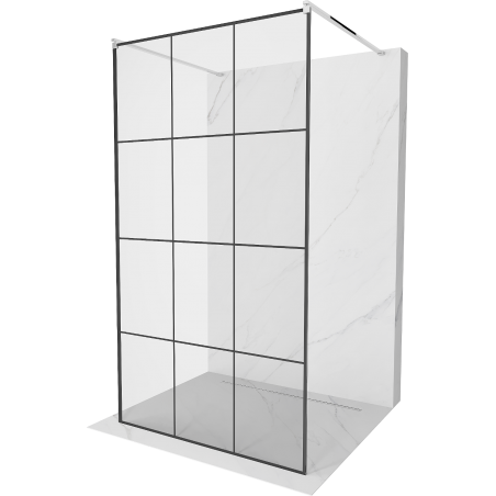 Mexen Kioto ścianka prysznicowa wolnostojąca 120 x 200 cm, czarna kratka 8 mm, chrom - 800-120-002-01-77