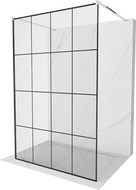 Mexen Kioto ścianka prysznicowa wolnostojąca 140 x 200 cm, czarna kratka 8 mm, chrom - 800-140-002-01-77