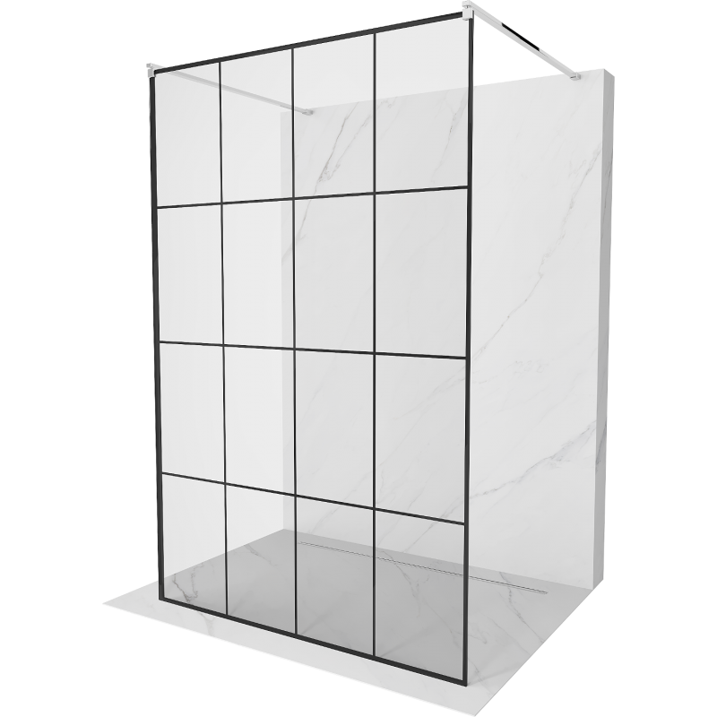 Mexen Kioto ścianka prysznicowa wolnostojąca 150 x 200 cm, czarna kratka 8 mm, chrom - 800-150-002-01-77