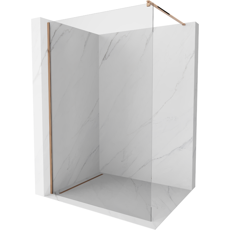 Mexen Kioto ścianka prysznicowa Walk-in 125 x 200 cm, transparent 8 mm, różowe złoto - 800-125-101-60-00