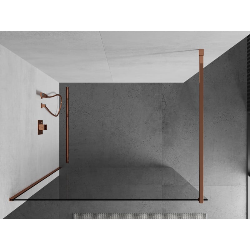 Mexen Kioto ścianka prysznicowa Walk-in 170 x 200 cm, transparent 8 mm, różowe złoto - 800-170-101-60-00