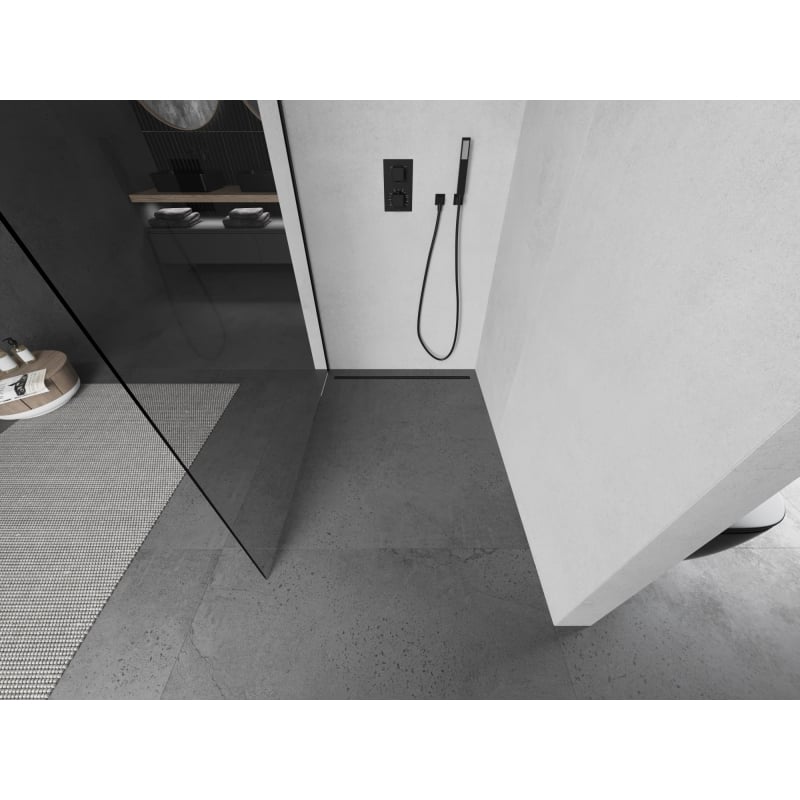 Mexen Kioto ścianka prysznicowa Walk-in 65 x 200 cm, transparent 8 mm, czarna - 800-065-101-70-00