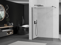 Mexen Kioto ścianka prysznicowa Walk-in 180 x 200 cm, transparent 8 mm, czarna - 800-180-101-70-00