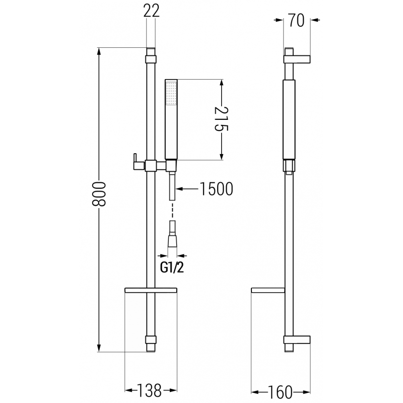 Mexen Cetus DQ77 zestaw wannowy, czarny - 744313DQ77-70