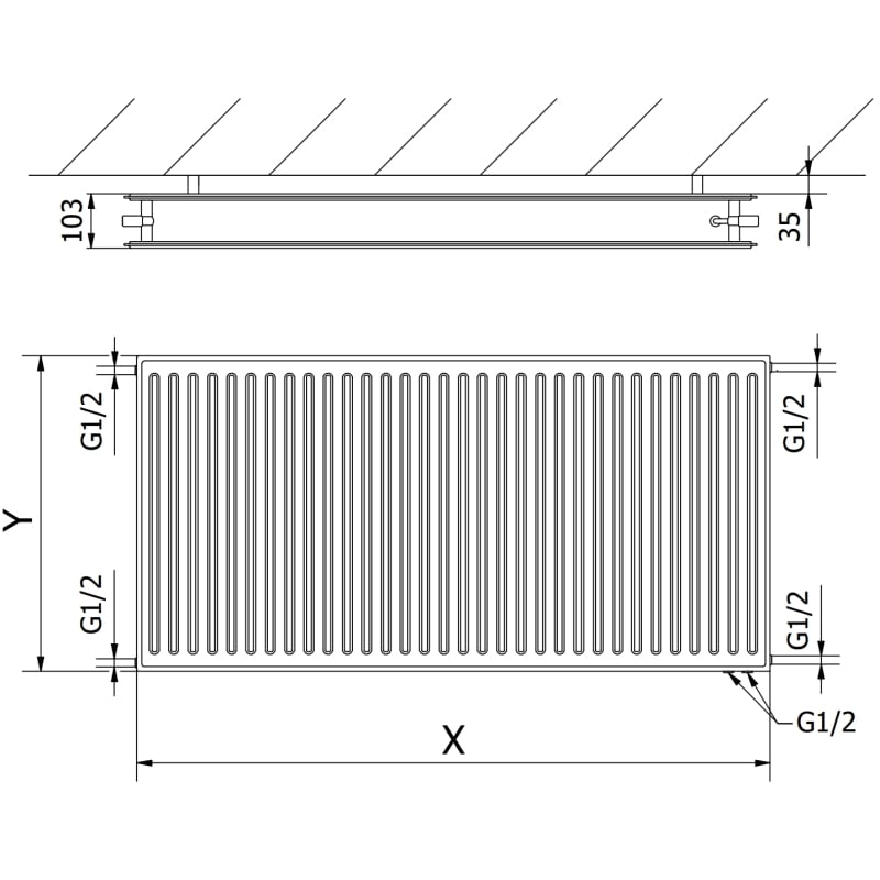 Mexen CVH20 Hygiene grzejnik płytowy 500 x 1600 mm, podłączenie dolne, 1516 W, antracyt - W620H-050-160-66