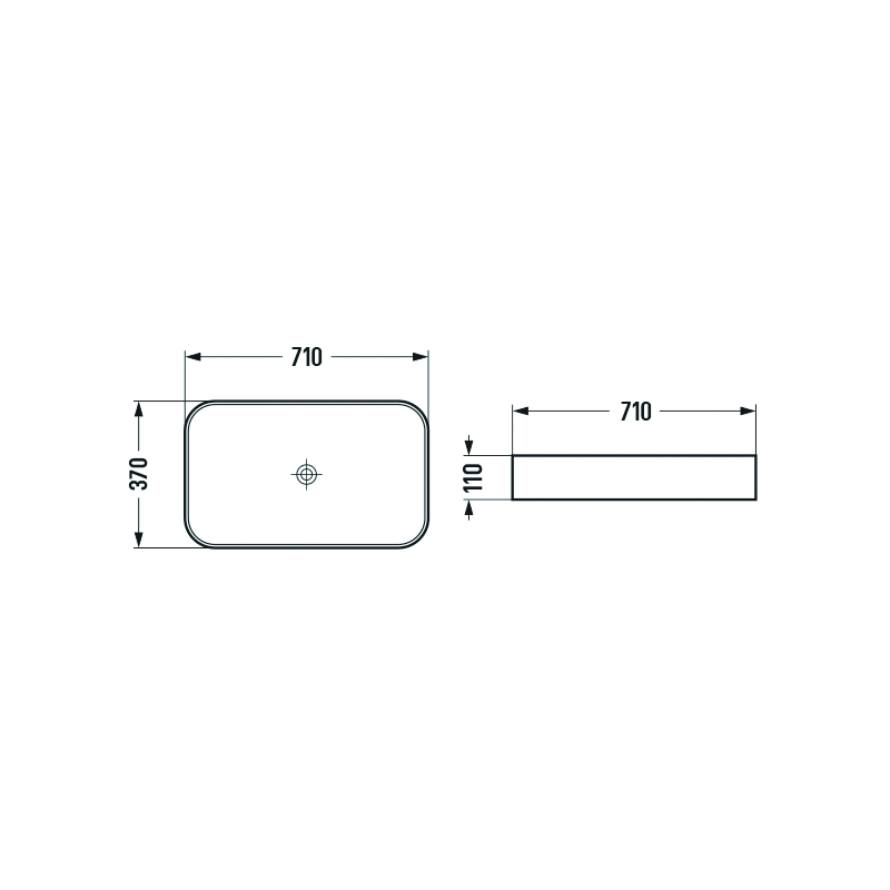 Mexen Vena umywalka nablatowa 71 x 37 cm, szara jasna mat - 22196061
