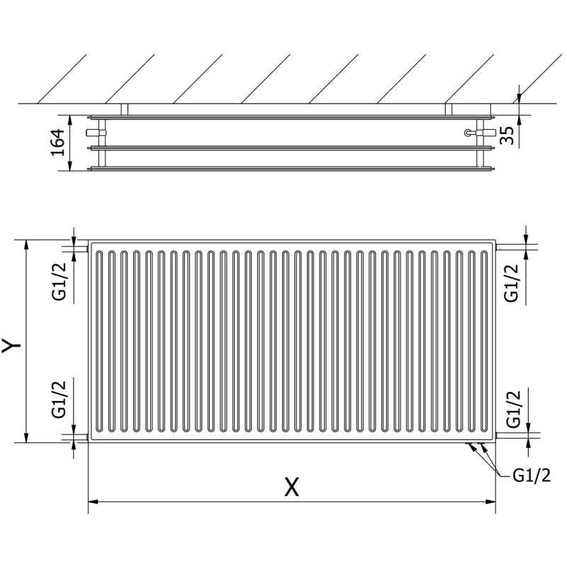 Mexen CVH30 Hygiene grzejnik płytowy 500 x 900 mm, podłączenie dolne, 1167 W, antracyt - W630H-050-090-66