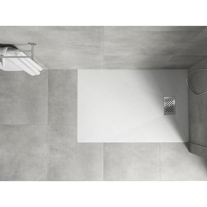 Mexen Hugo brodzik prostokątny SMC 90 x 70 cm, biały, maskownica inox - 42107090-X