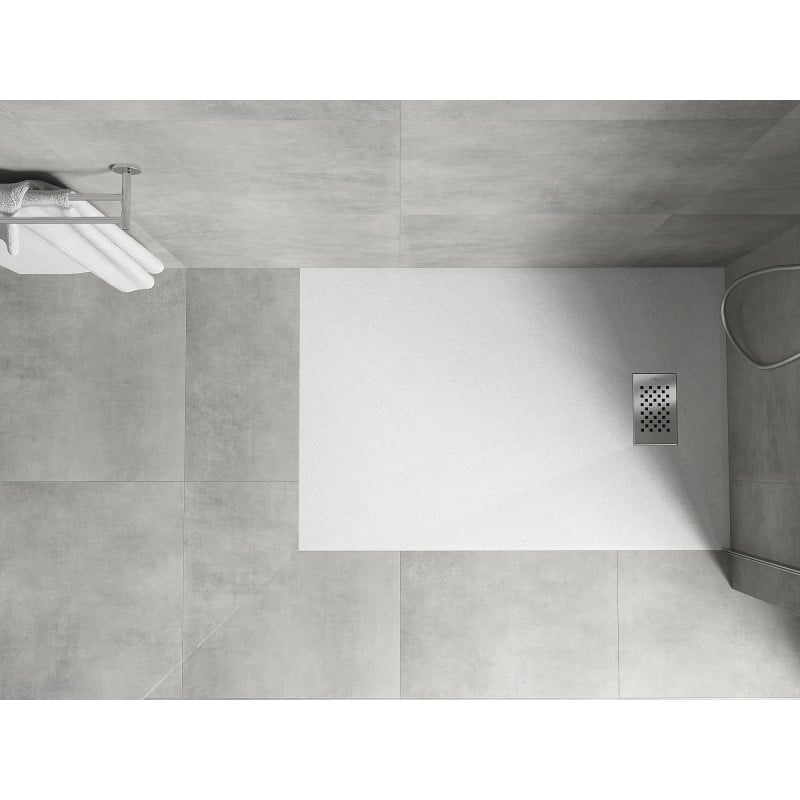 Mexen Hugo brodzik prostokątny SMC 110 x 70 cm, biały, maskownica inox - 42107011-X