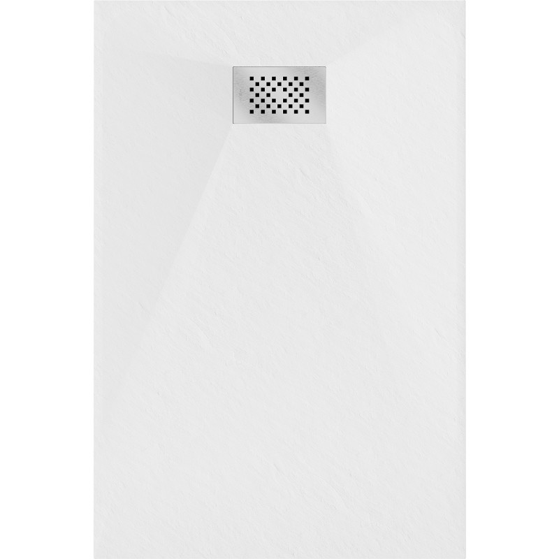 Mexen Hugo brodzik prostokątny SMC 130 x 70 cm, biały, maskownica inox - 42107013-X