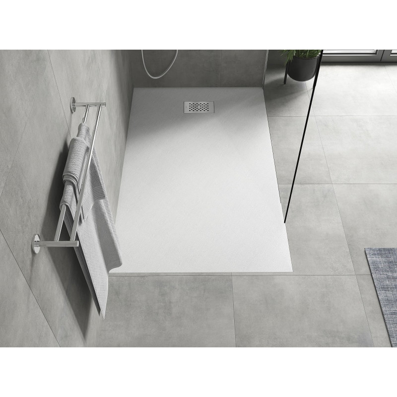 Mexen Hugo brodzik prostokątny SMC 140 x 70 cm, biały, maskownica inox - 42107014-X