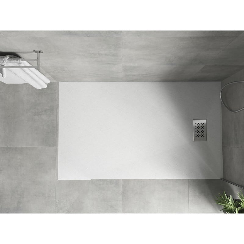 Mexen Hugo brodzik prostokątny SMC 160 x 80 cm, biały, maskownica inox - 42108016-X