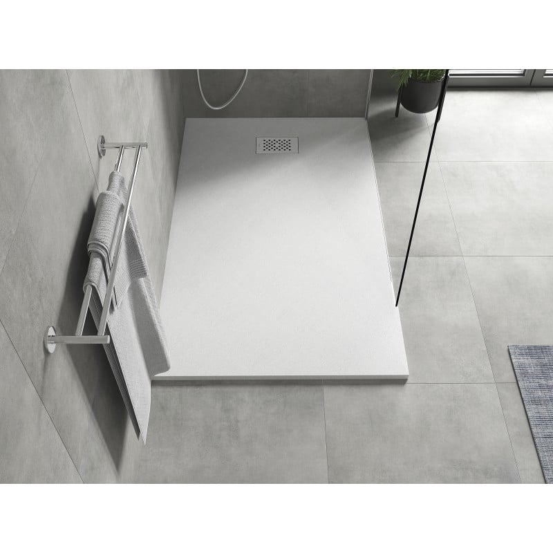 Mexen Hugo brodzik prostokątny SMC 160 x 80 cm, biały, maskownica inox - 42108016-X