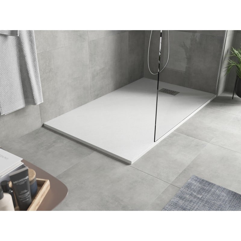 Mexen Hugo brodzik prostokątny SMC 160 x 80 cm, biały, maskownica inox - 42108016-X
