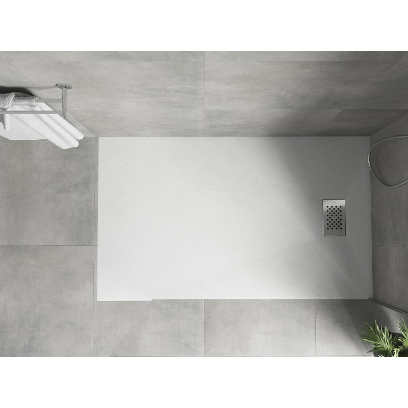 Mexen Hugo brodzik prostokątny SMC 150 x 80 cm, biały, maskownica inox - 42108015-X