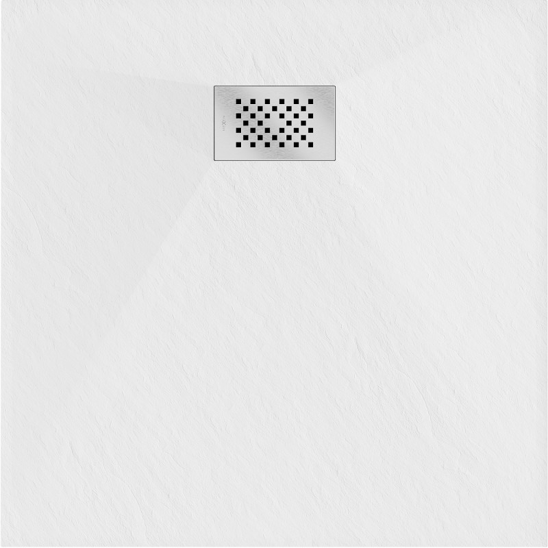 Mexen Hugo brodzik kwadratowy SMC 80 x 80 cm, biały, maskownica inox - 42108080-X