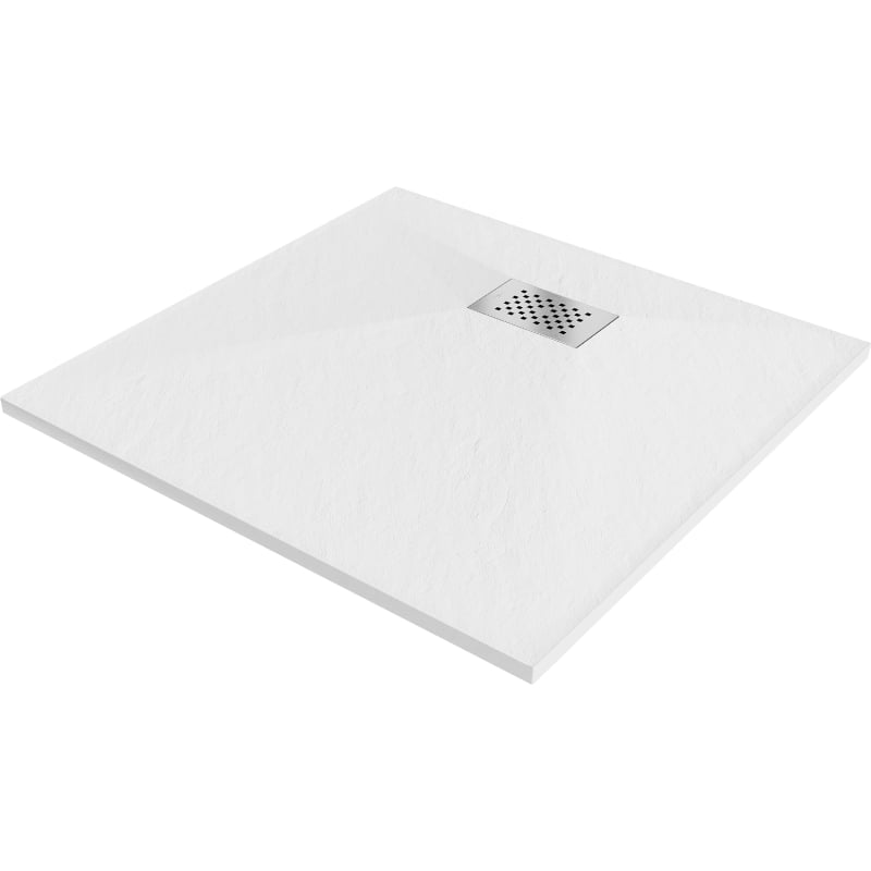 Mexen Hugo brodzik kwadratowy SMC 90 x 90 cm, biały, maskownica inox - 42109090-X