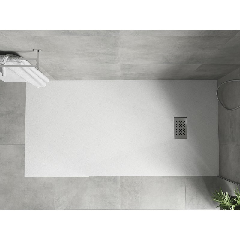 Mexen Hugo brodzik prostokątny SMC 180 x 90 cm, biały, maskownica inox - 42109018-X