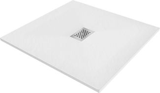 Mexen Hugo brodzik kwadratowy SMC 100 x 100 cm, biały, maskownica inox - 42101010-X