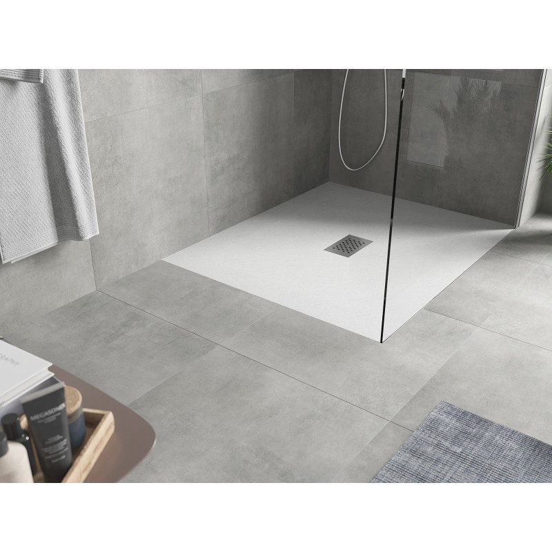 Mexen Hugo brodzik prostokątny SMC 130 x 100 cm, biały, maskownica inox - 42101013-X