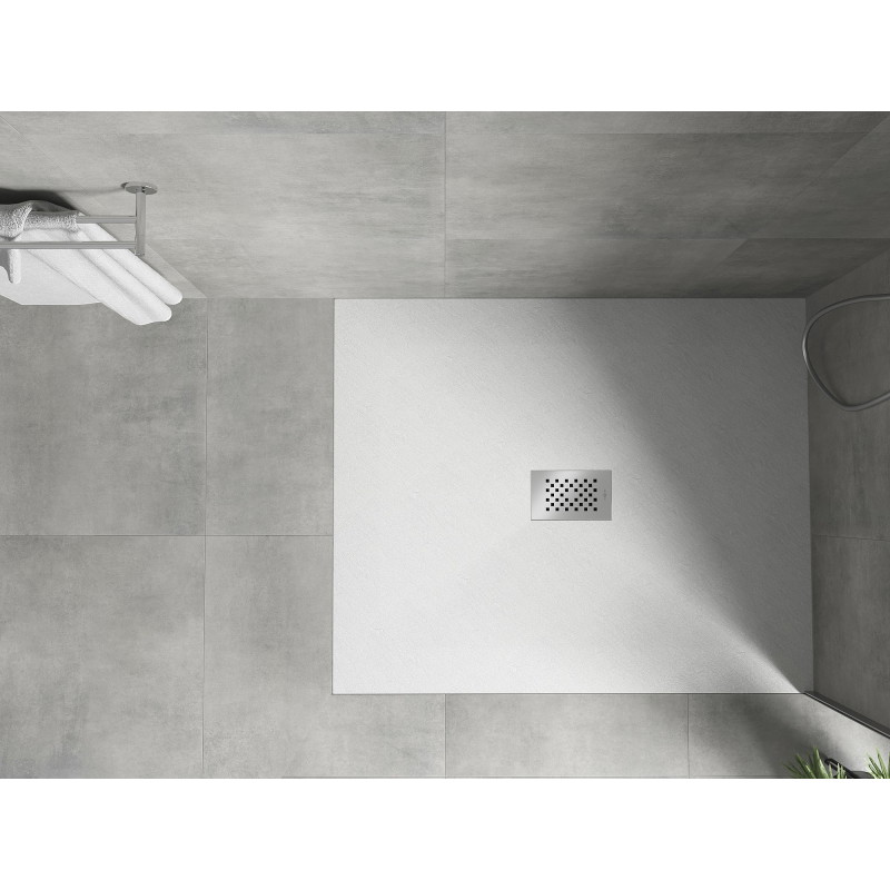 Mexen Hugo brodzik prostokątny SMC 130 x 100 cm, biały, maskownica inox - 42101013-X