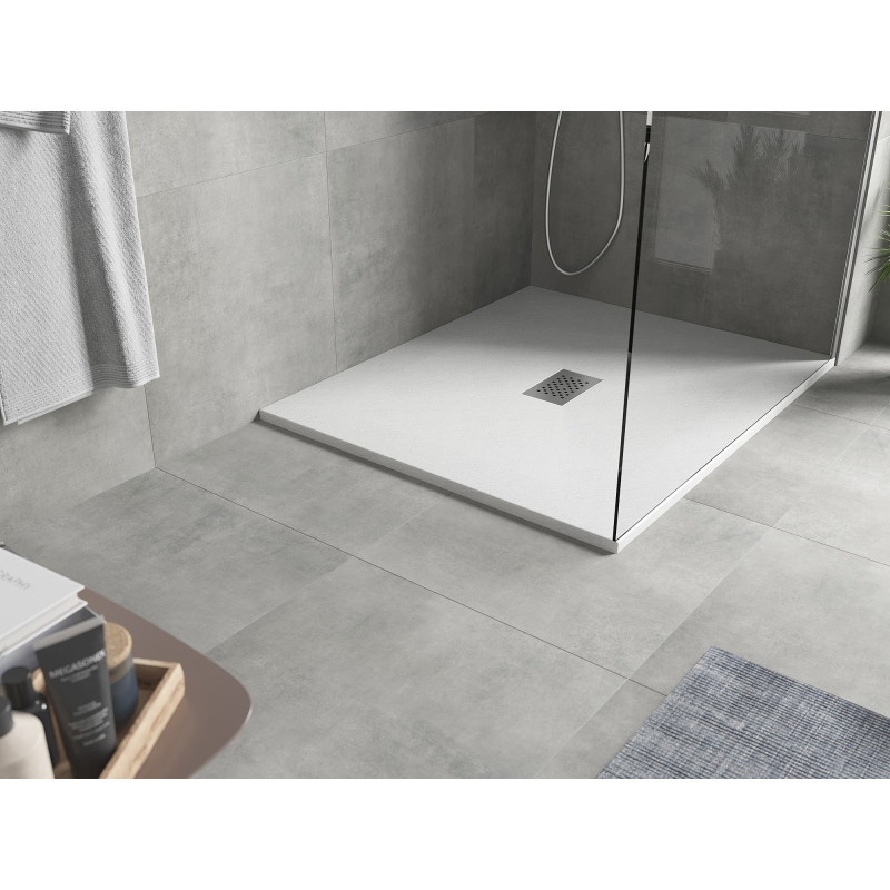 Mexen Hugo brodzik prostokątny SMC 140 x 100 cm, biały, maskownica inox - 42101014-X