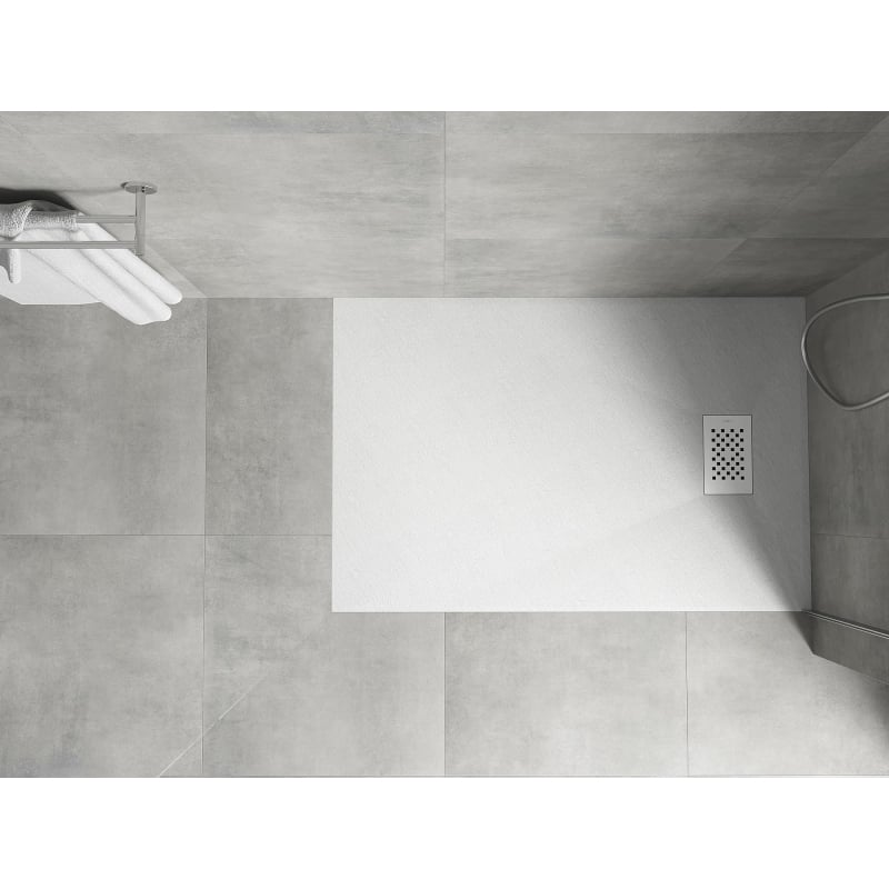 Mexen Hugo brodzik prostokątny SMC 100 x 70 cm, biały, maskownica biała - 42107010-W