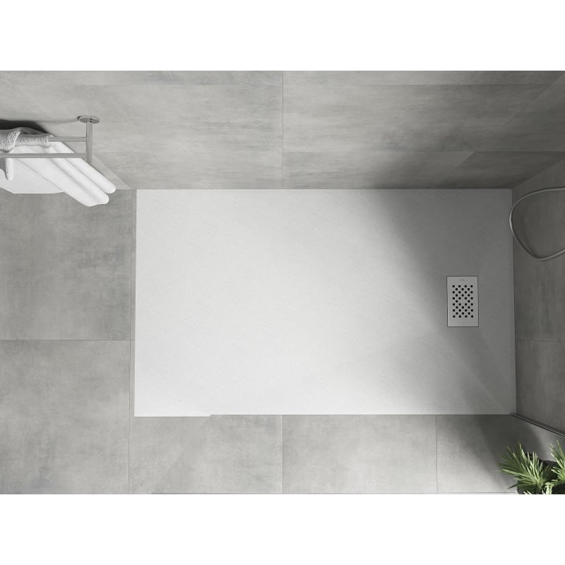 Mexen Hugo brodzik prostokątny SMC 160 x 70 cm, biały, maskownica biała - 42107016-W