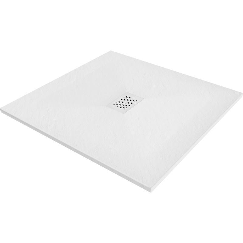 Mexen Hugo brodzik kwadratowy SMC 100 x 100 cm, biały, maskownica biała - 42101010-W