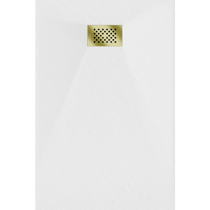 Mexen Hugo brodzik prostokątny SMC 110 x 70 cm, biały, maskownica złota - 42107011-G