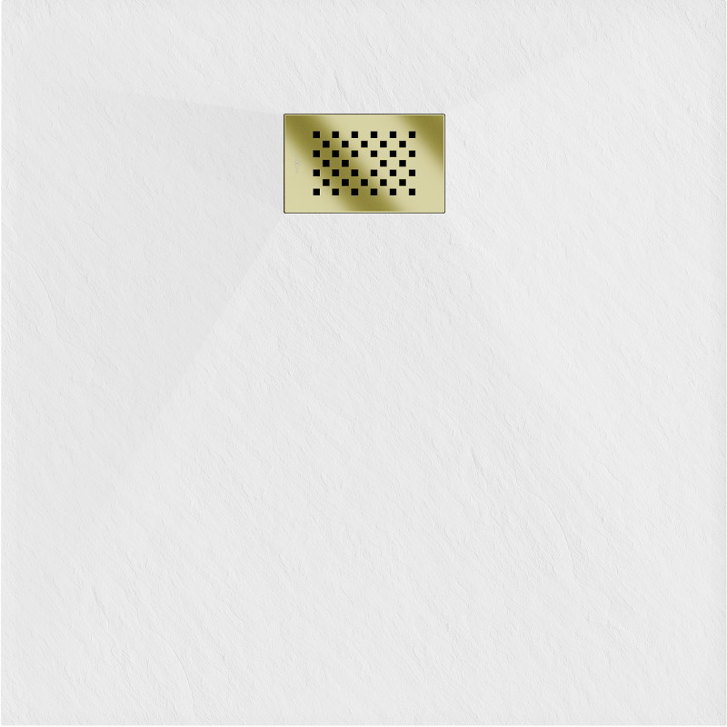 Mexen Hugo brodzik kwadratowy SMC 80 x 80 cm, biały, maskownica złota - 42108080-G