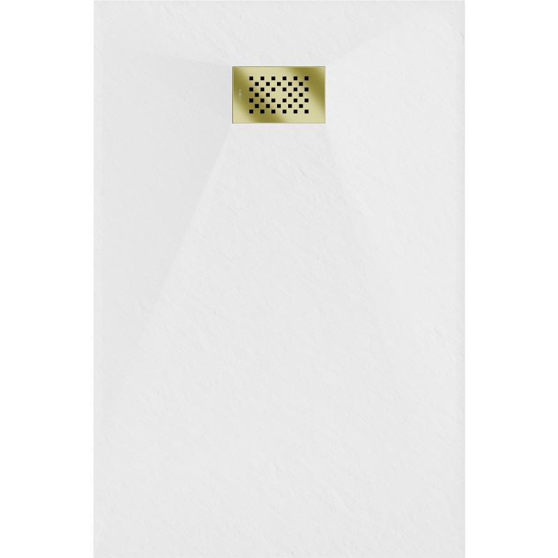 Mexen Hugo brodzik prostokątny SMC 130 x 80 cm, biały, maskownica złota - 42108013-G