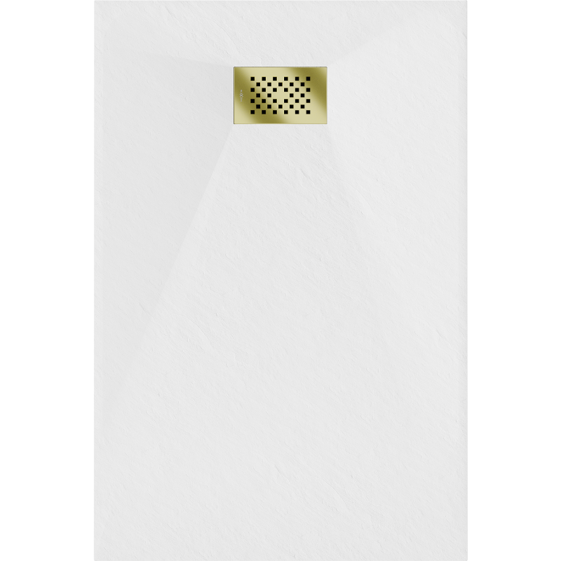 Mexen Hugo brodzik prostokątny SMC 120 x 80 cm, biały, maskownica złota - 42108012-G