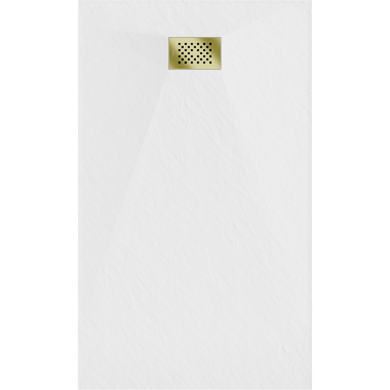 Mexen Hugo brodzik prostokątny SMC 140 x 80 cm, biały, maskownica złota - 42108014-G