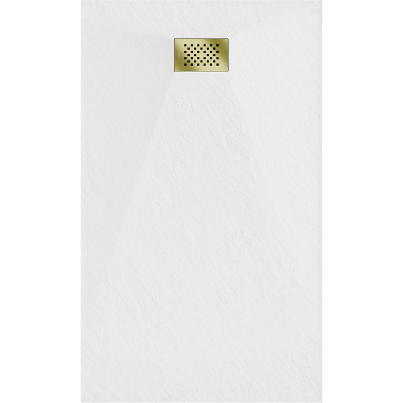 Mexen Hugo brodzik prostokątny SMC 160 x 80 cm, biały, maskownica złota - 42108016-G