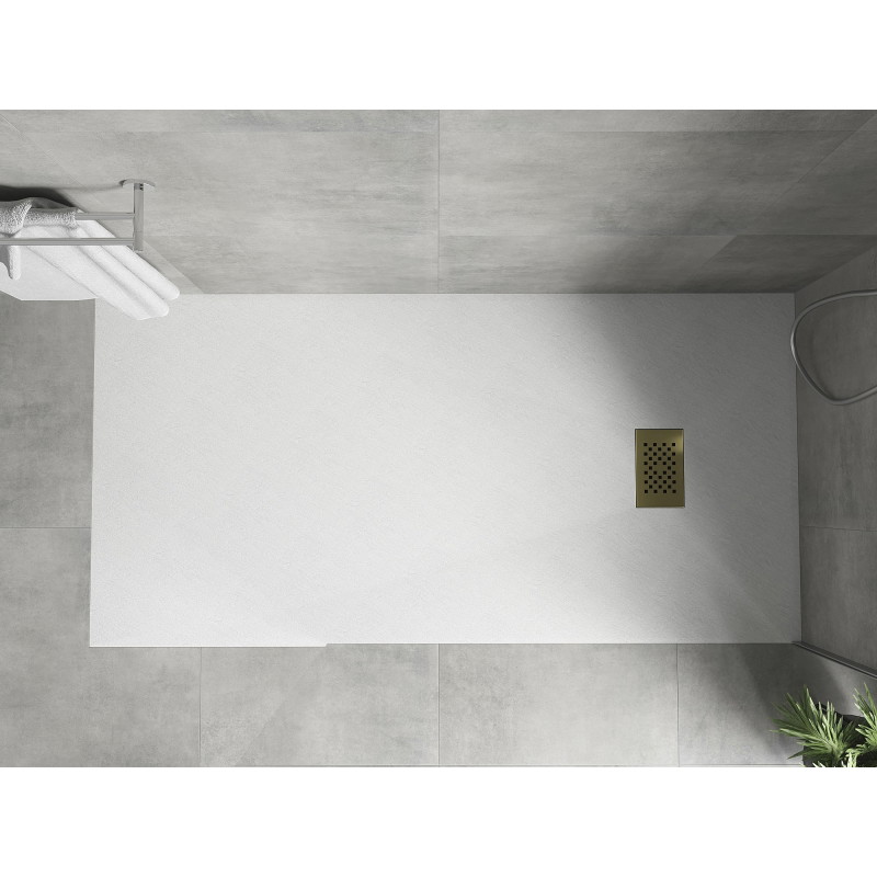 Mexen Hugo brodzik prostokątny SMC 170 x 80 cm, biały, maskownica złota - 42108017-G