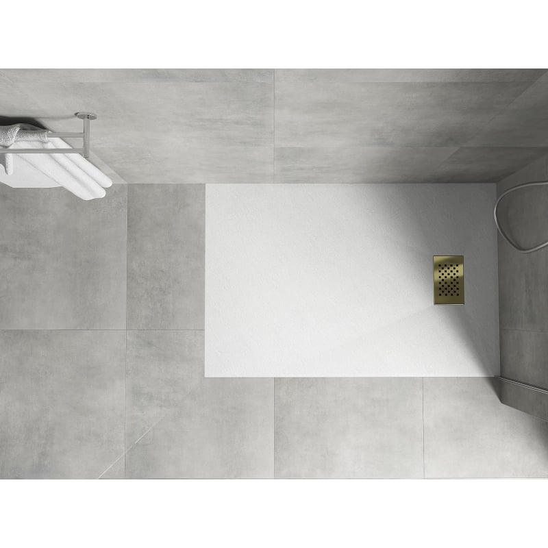 Mexen Hugo brodzik prostokątny SMC 120 x 90 cm, biały, maskownica złota - 42109012-G