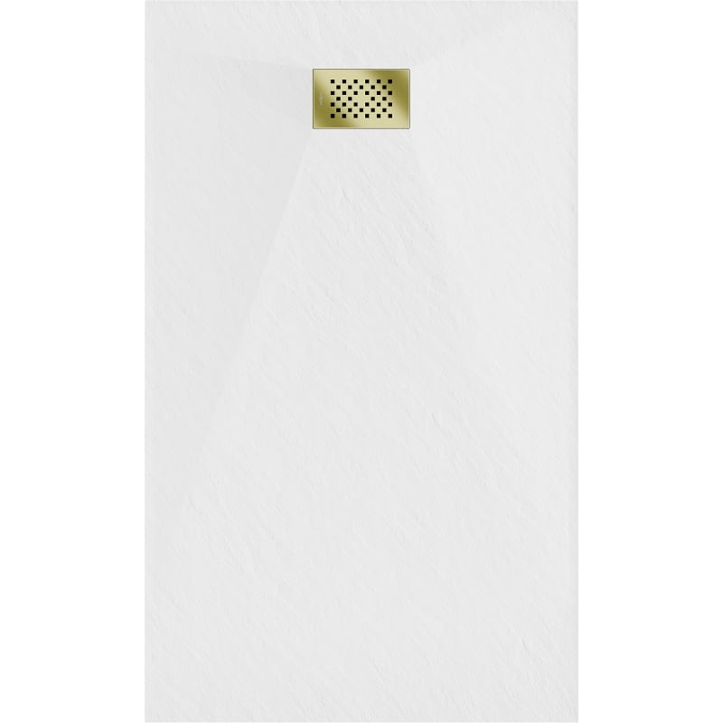 Mexen Hugo brodzik prostokątny SMC 140 x 90 cm, biały, maskownica złota - 42109014-G