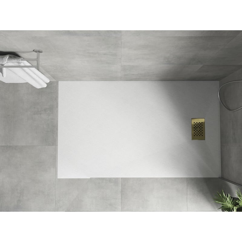 Mexen Hugo brodzik prostokątny SMC 150 x 90 cm, biały, maskownica złota - 42109015-G