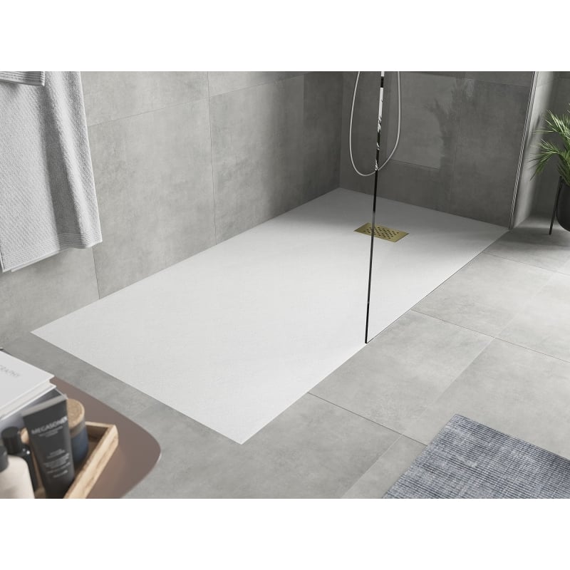 Mexen Hugo brodzik prostokątny SMC 180 x 90 cm, biały, maskownica złota - 42109018-G