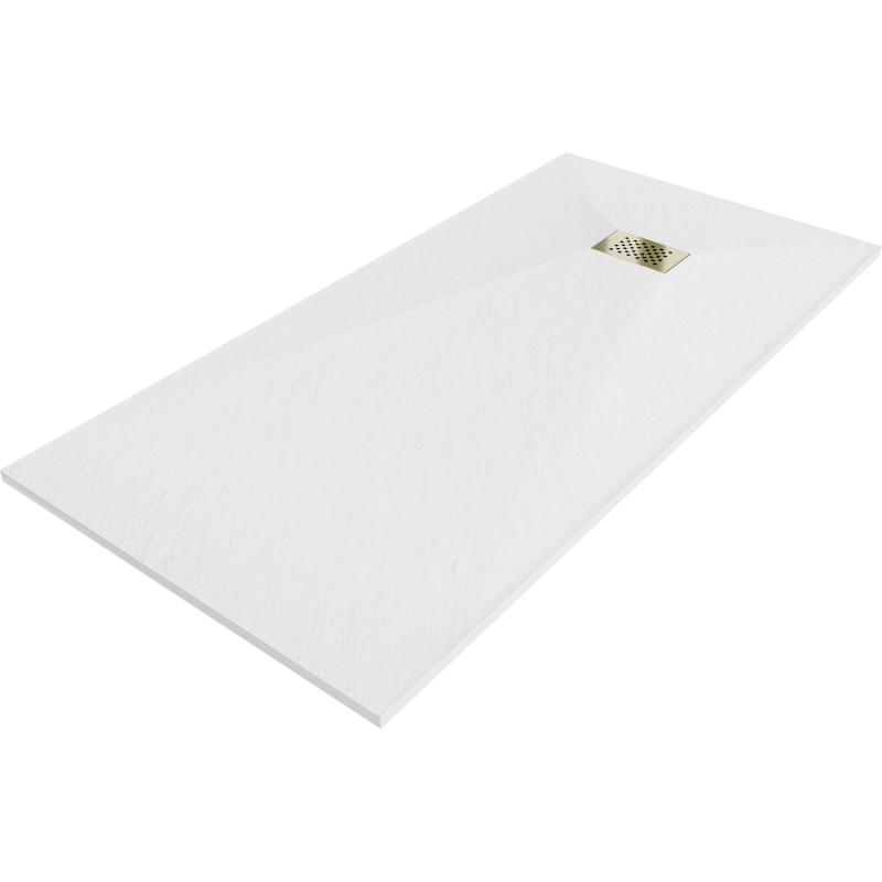 Mexen Hugo brodzik prostokątny SMC 180 x 90 cm, biały, maskownica złota - 42109018-G