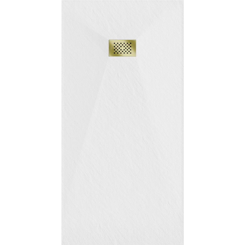 Mexen Hugo brodzik prostokątny SMC 180 x 90 cm, biały, maskownica złota - 42109018-G