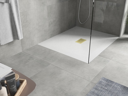 Mexen Hugo brodzik prostokątny SMC 120 x 100 cm, biały, maskownica złota - 42101012-G